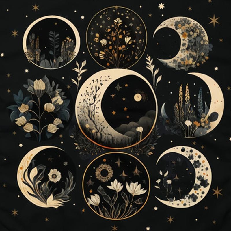 Moon Flower Pattern Astrology Tablecloth Tarot Divinations Tablecloth Altars Cloth Divinations Board Game Accessory