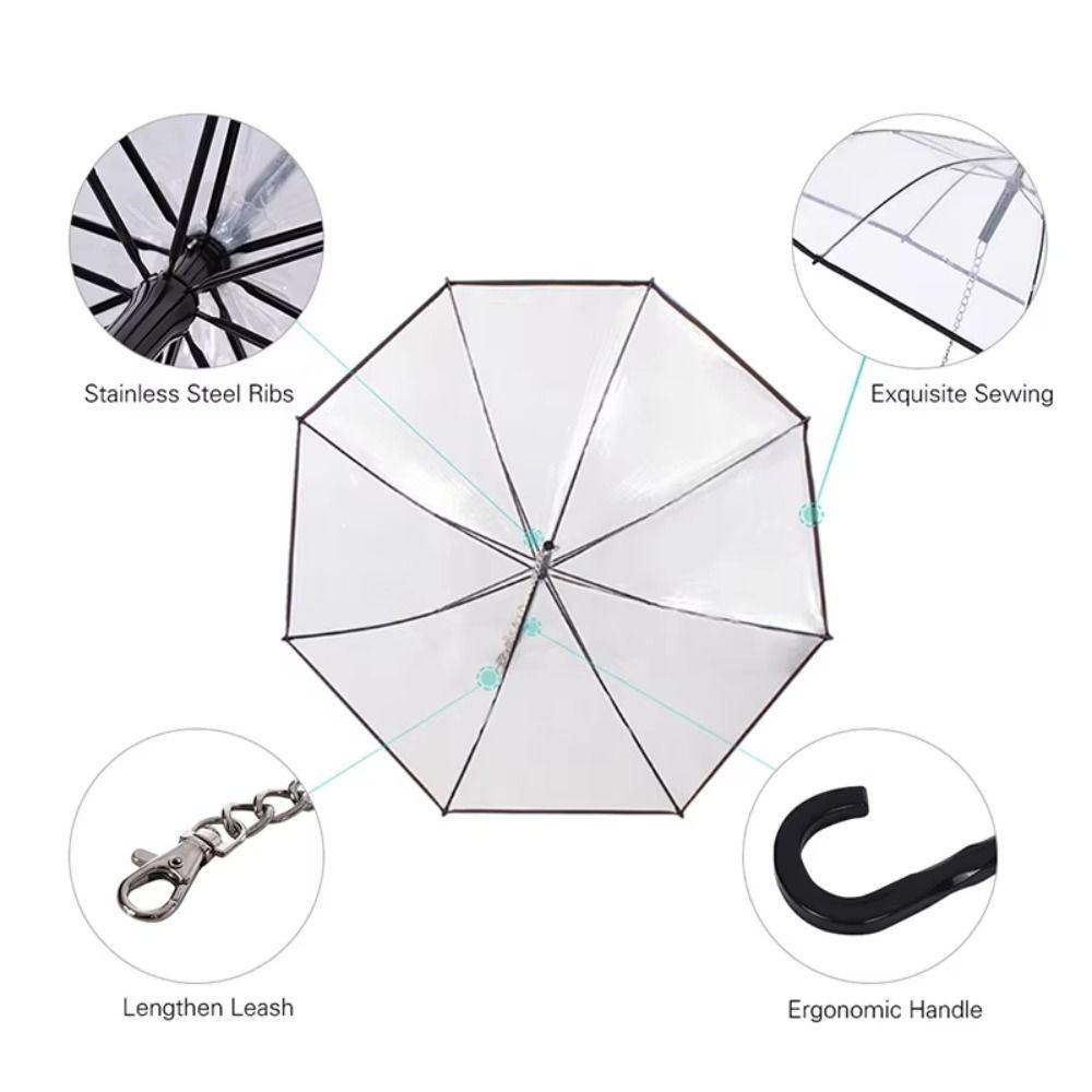 Detachable Clear Pet Dog Umbrellas C-Shape Handle with Leash Doggy Poncho Rainproof Adjustable Raincoat for Dogs Pet Supplies