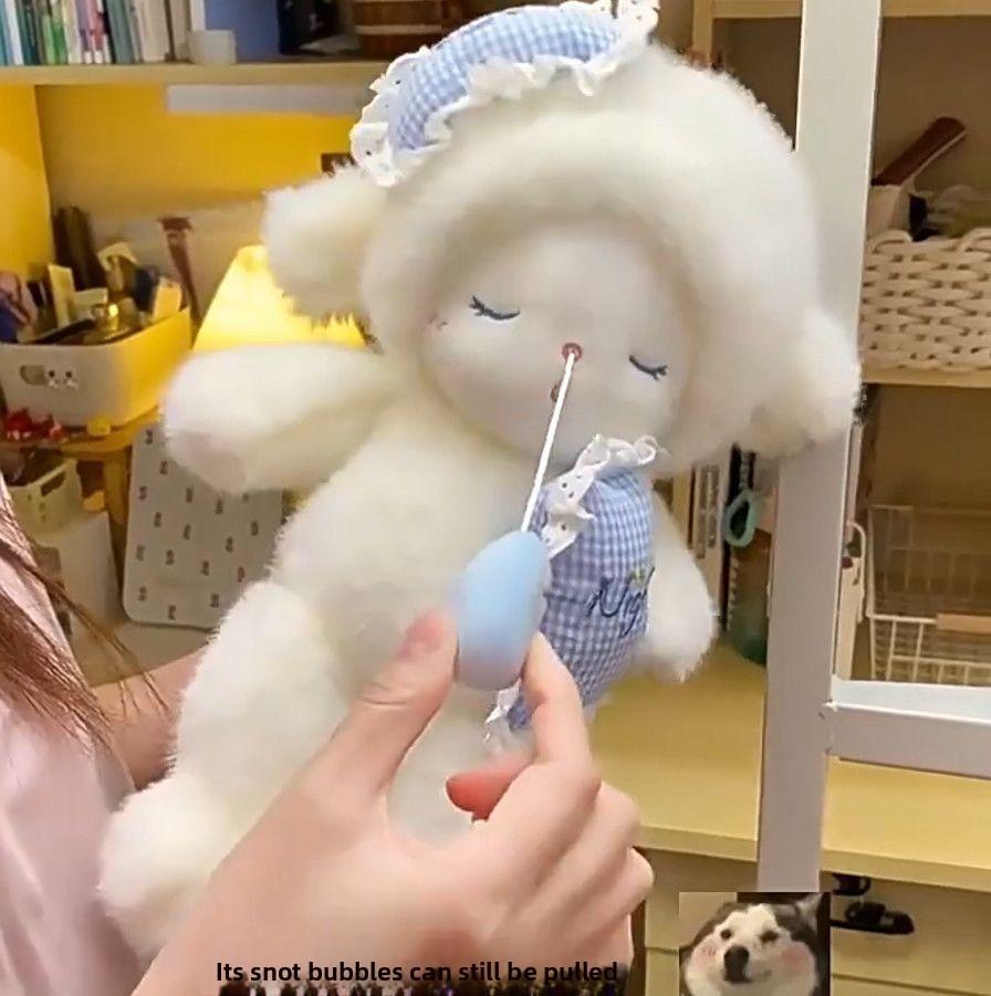 Plush Sheep Sleepy Toy With Checkered Pants Design And Pacifier Decor For Kids Bedtime Comfort