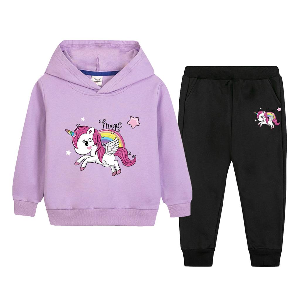 Detské módne súpravy oblečenia Mikina s nohavicami Tepláky Dievčenská mikina s kapucňou 2ks Súprava Jogging Neformálne oblečenie