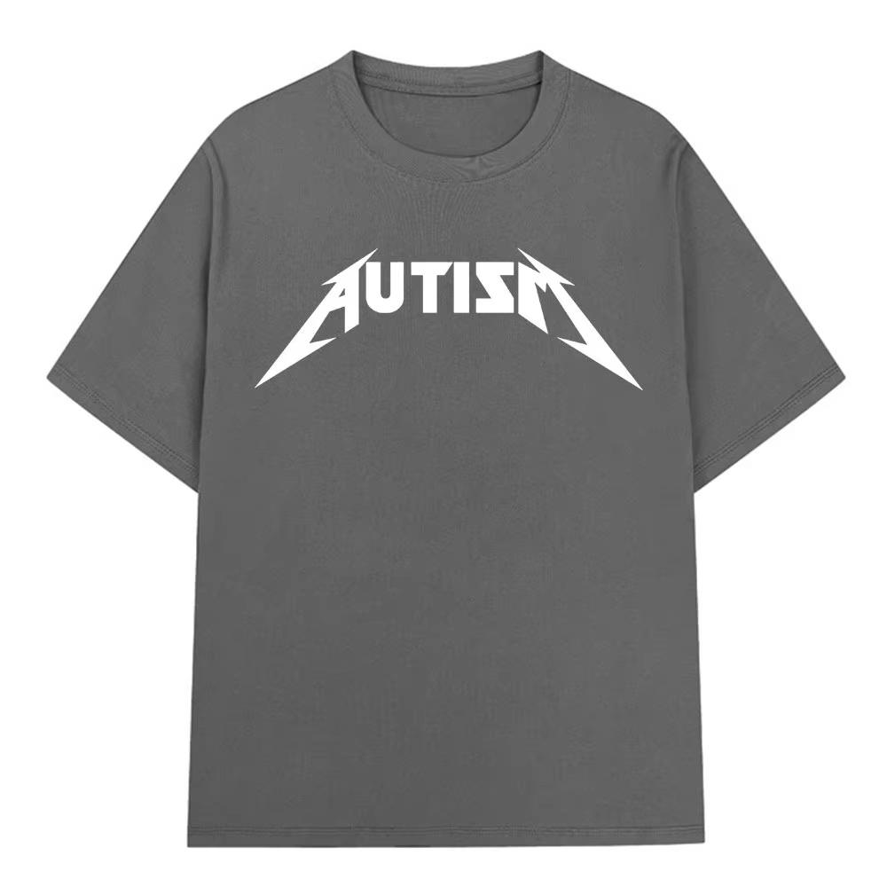 Autism Metal Rock funny Mens 100Cotton shirt Y2k hiphop style Graphic Tshirt Unisex Oneck Short Sleeve Streetwear Women shirt