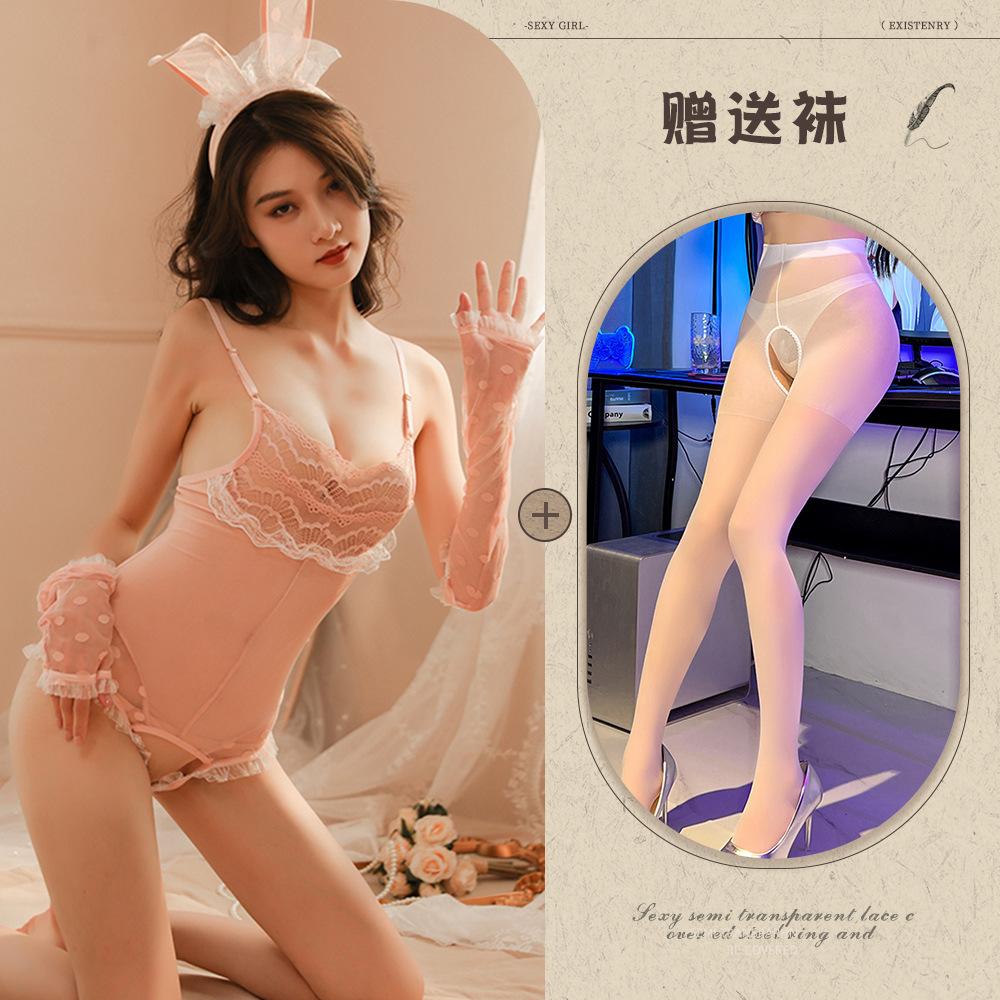 New Sexy Underwear Bunny Uniform Open Crotch Free Backless Temptation Tease Passion Suit