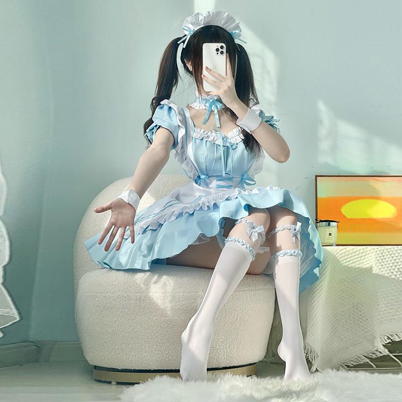 Japanese Sky Blue Escape Princess Maid Outfit Alice cos Clothing cosplay Women's soft girl cute dress