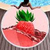 Sweet Cartoon Strawberry Round Beach Towel,Polyester Sand Resistant Beach Blanket,Soft Absorbent Quick Dry Pool Towel Picnic Mat