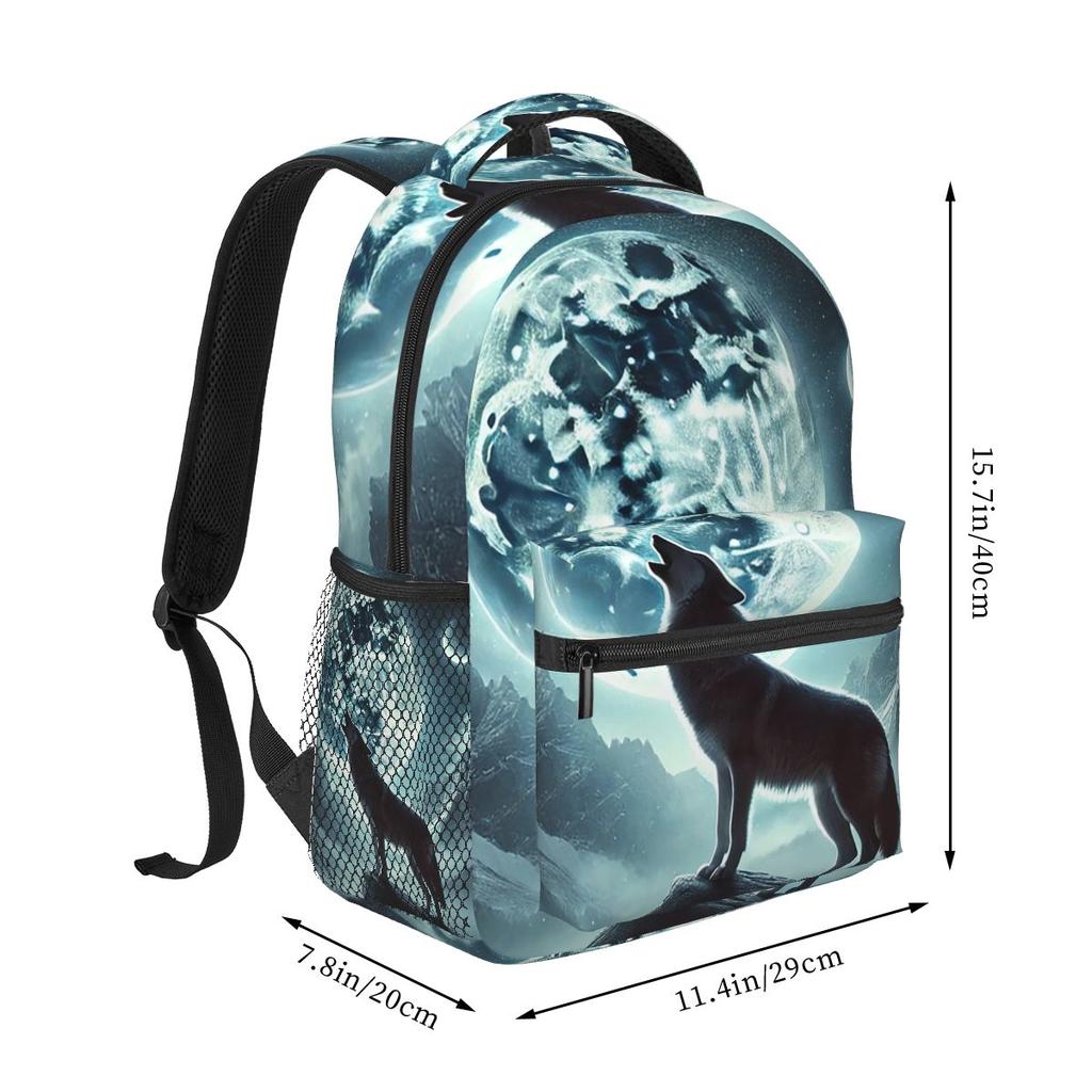 Howling Wolf Under The Moonlight Print Backpacks Boys Girls Bookbag Children School Bags Cartoon Laptop Rucksack Shoulder Bag