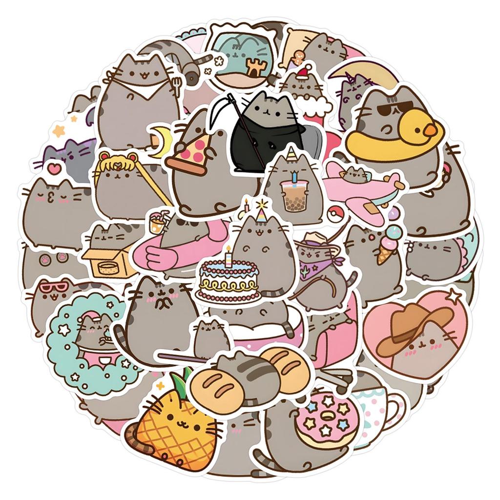Pusheen Cute Cat Stickers: 55-Pack for Journals, Water Bottles, and Computers - Waterproof & Decorative