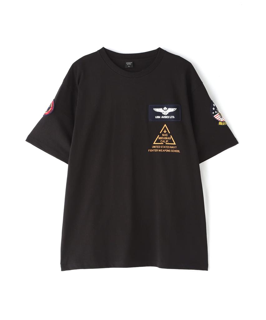 TOP GUN NÁŠIVKOVÝ POTISK Top Gun Nášivkový Potisk L 010 Černá [AVIREX] & TRIČKO / & Tričko Pánské 783-3934013