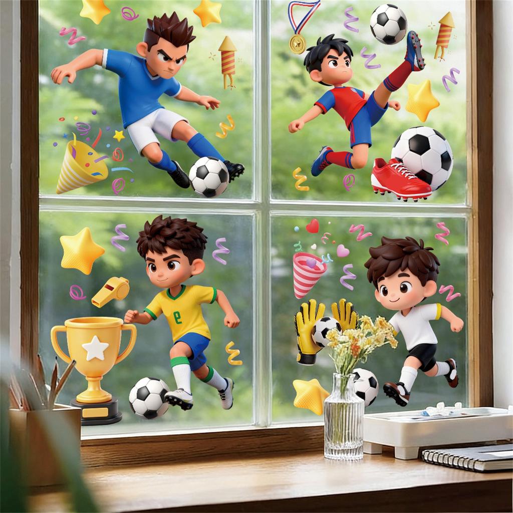 Window Stickers Cartoon Children's Football Static Stickers Decoration Living Room Bedroom Glass Stickers