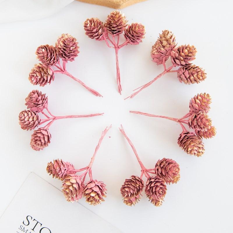 Artificial Plants Golden Fake Pinecone For Christmas Tree Decoration Wreaths Accessory Diy Wedding Home Decor Mini Bouquet