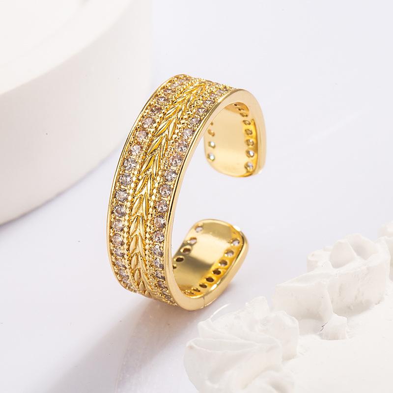 

925 Sterling Silver Jewelry Luxury Wheat Crystal Finger Rings for Women Wedding Party Jewelry for Girls Friend Gift resizable золотий