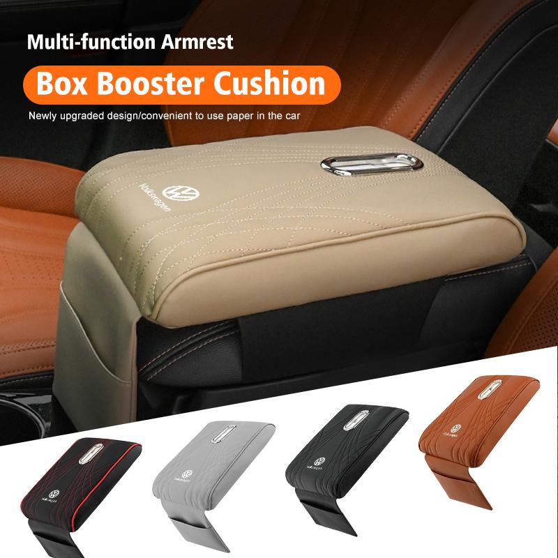 Car Armrest Height Booster Cushion Leather Metal Storage Pocket Pad For Volkswagen VW Scirocco Jetta Beetle Golf 4 5 6 Passat zk0