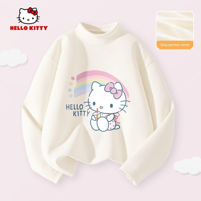Hello Kitty Girls' Fleece-Lined Base Layer Shirt, Children's Long-Sleeve T-Shirt, Thermal Top in Pink, Stylish Inner Wear