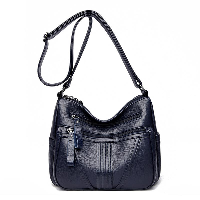 omen's New Korean Retro Genuine Leather Small Square Bag - Solid Color, Versatile Shoulder & Crossbody