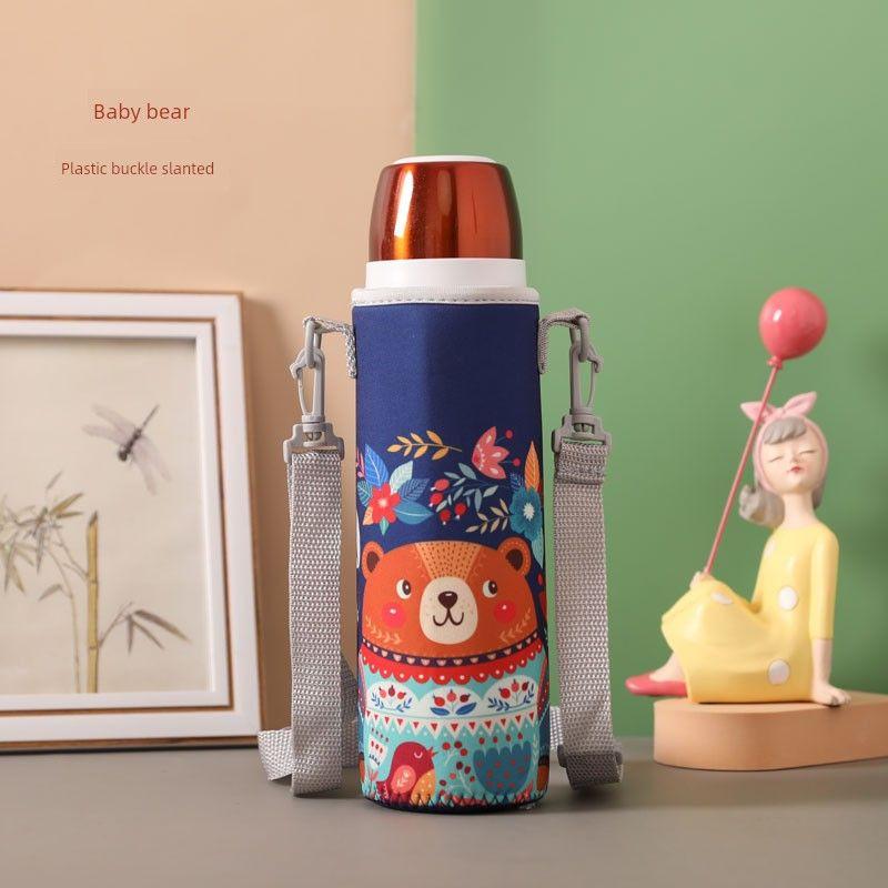 Baihui 500ml Large-Capacity Thermos Cup Cover for Adults, Portable Hand-Held Cross-Body Protective Cover, Anti-Fall