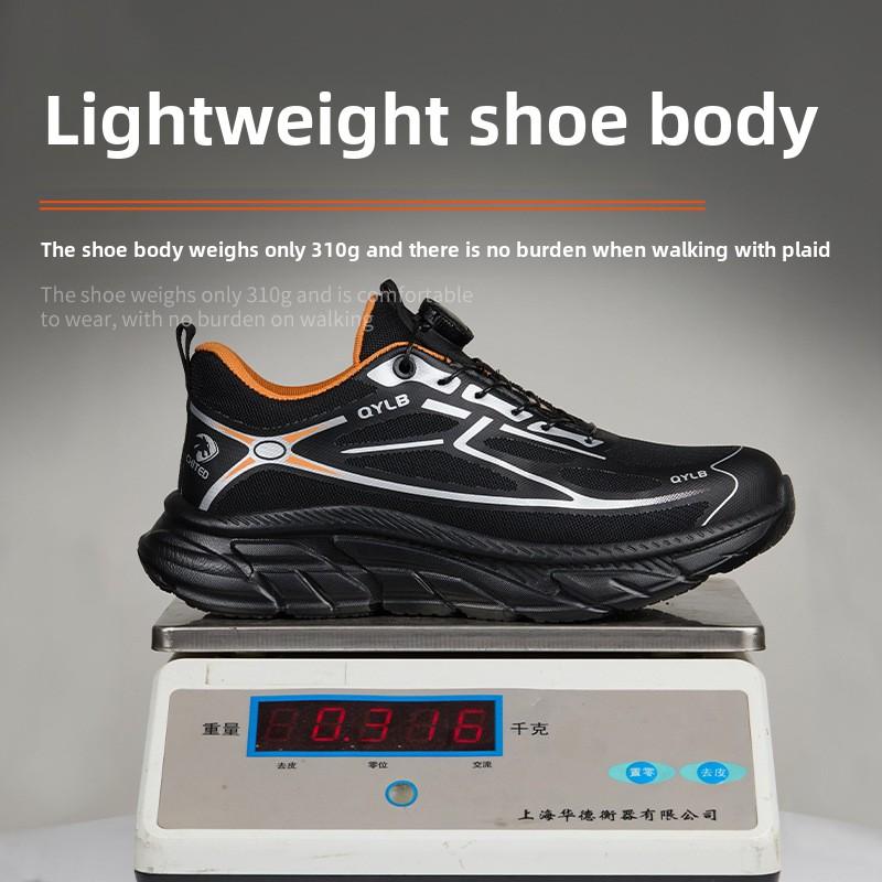 Non-slip Light Safety Shoes with Rotary Button Breathable Work Shoes Men Industrial Construction Comfortable Safety Toe Sneakers