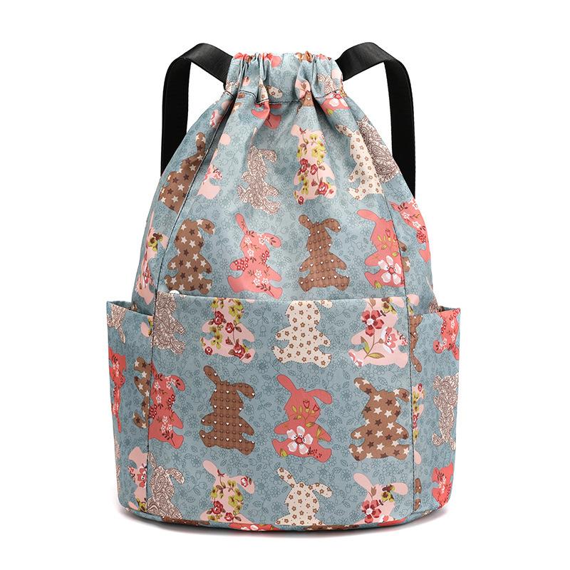 Drawstring bundle bag backpack large capacity simple versatile middle-aged women's bag short trip women's nylon backpack