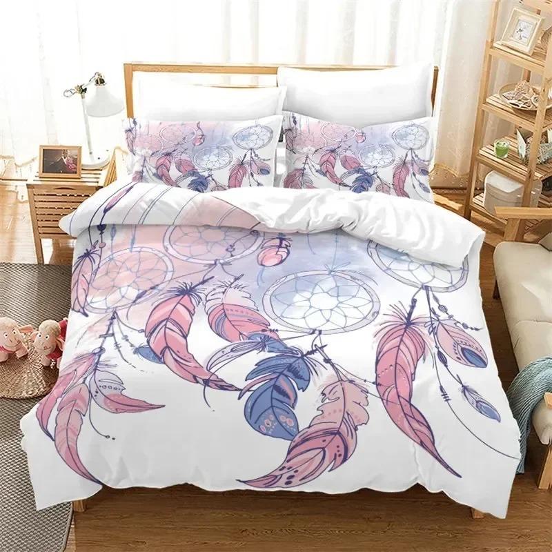 Dreamcatcher Bohemia Mandala Feathers Bedding Set Boys Girls Twin Queen Size Duvet Cover Pillowcase Bed Kids