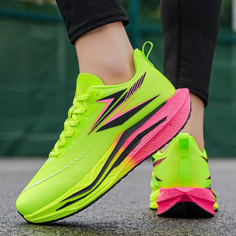 Męskie Specjalistyczne Buty do Biegania Maratońskiego z Płytką Węglową Oddychające Lekkie Damskie Wygodne Sportowe Antypoślizgowe Trampki