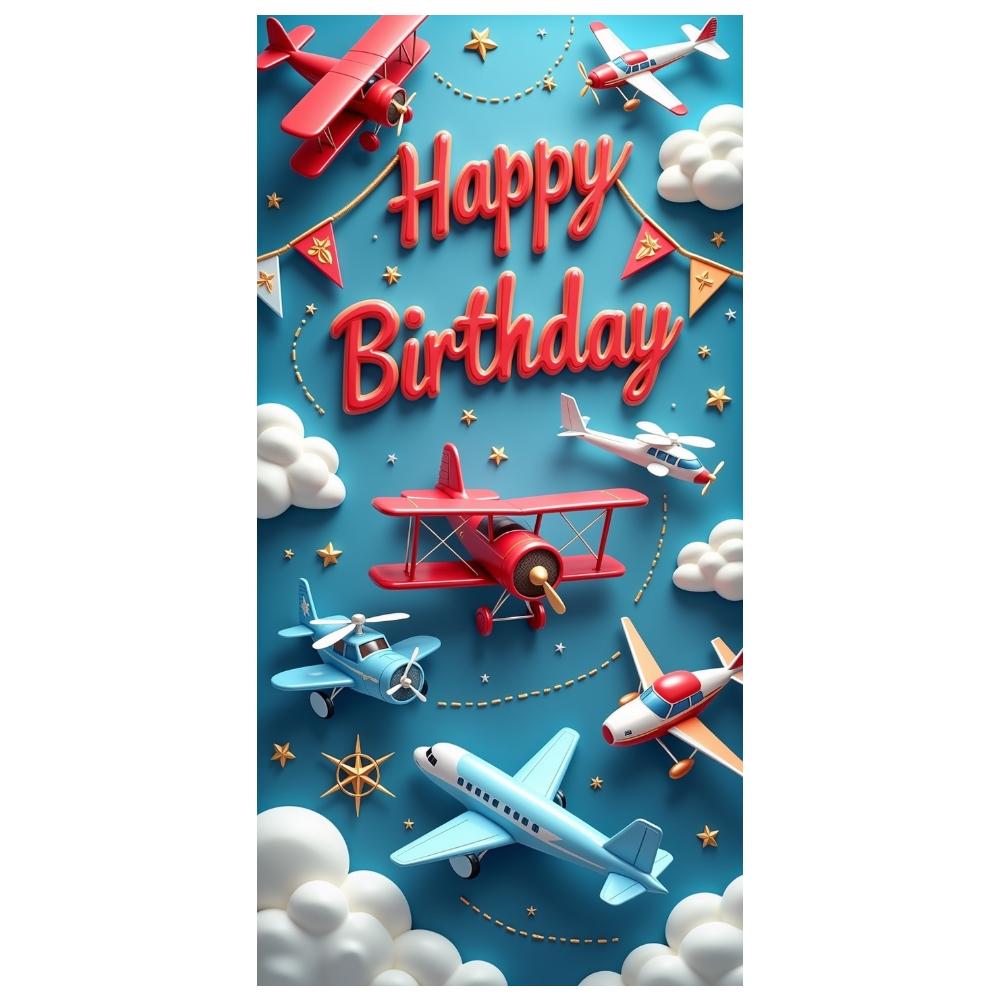 Banner Colorful Airplane Jet Party Backdrop Airplane Party Banner Aviation Elements Aviation Party Display For Photo Shoot