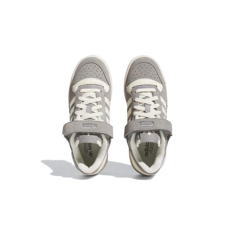 Adidas Originals Forum J Leather Suede Trendy Casual Durable Low-Top Skate Shoes Kids Sneakers Gray White HQ7159