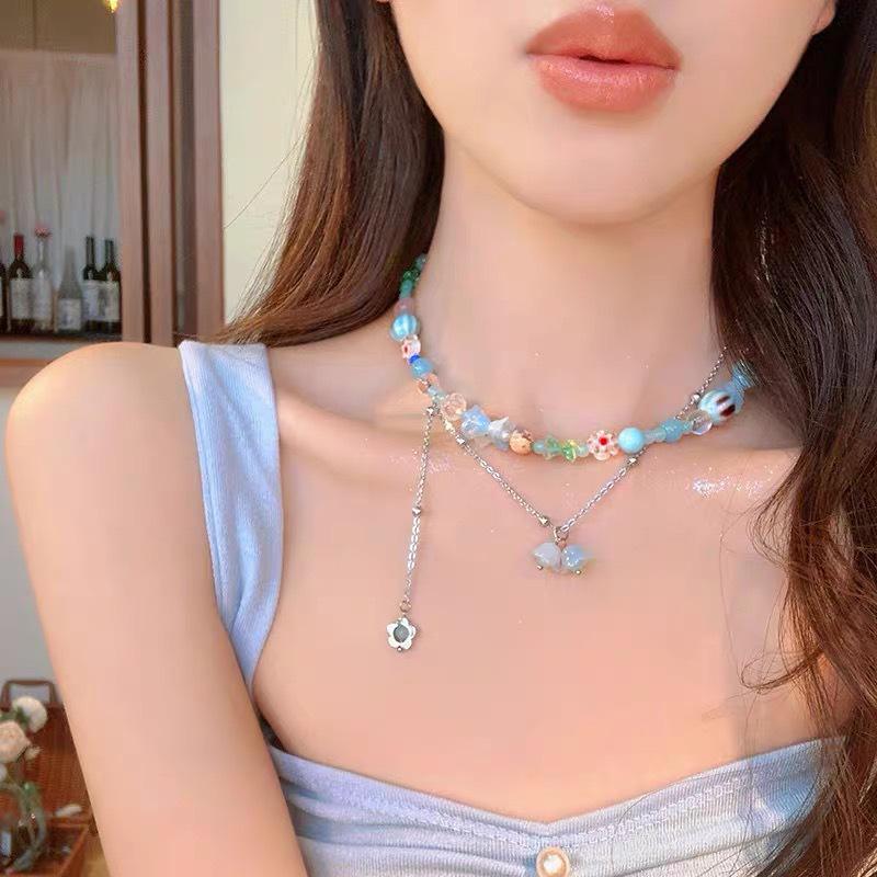 Rhinestone Butterfly & Bow Pearl Clavicle Necklace - Elegant Design for Women