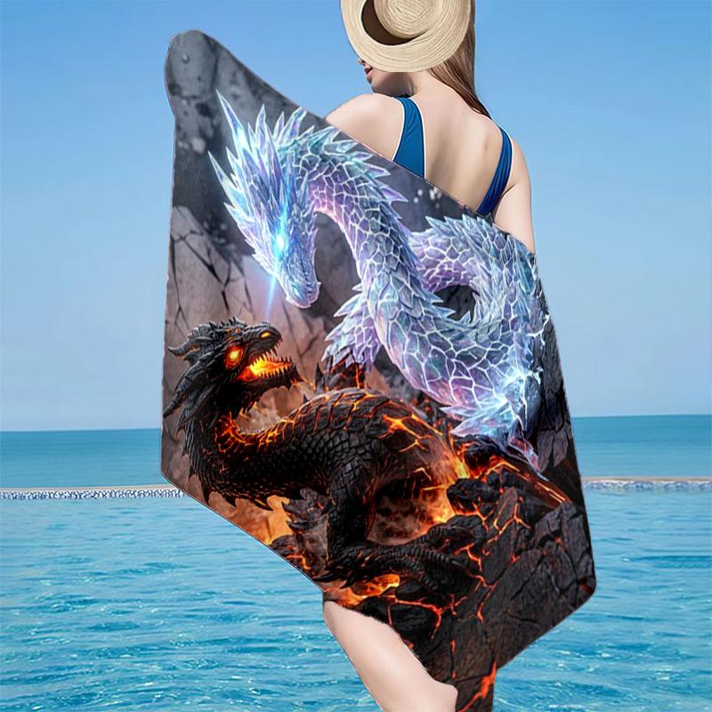 Colorful Dragon Artwork Beach Towel, Super Soft Microfiber, Gift for Her/Him, Birthday, for Pool, Beach, Travel, Home Decor Fan gifts