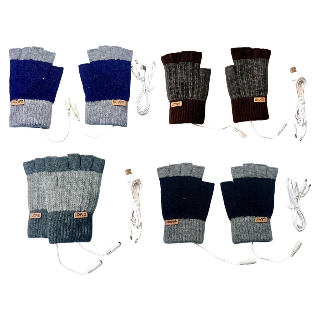 USB Heated Gloves Half Finger for Men Women Knitting Electric Heating Hand