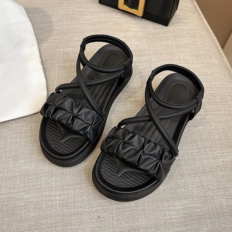 

Spring and summer 2024 new platform women s beach shoes trendy versatile and thin cross Roman shoes women s sandals 40 чорний