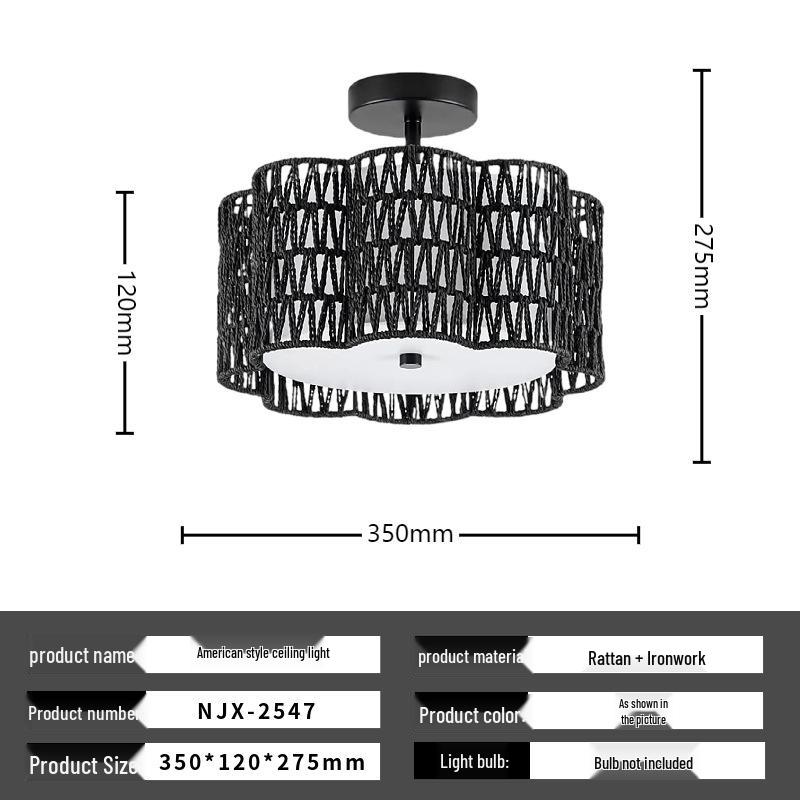 Bohemian Rattan Ceiling Light for European-Style Bedrooms & Hallways