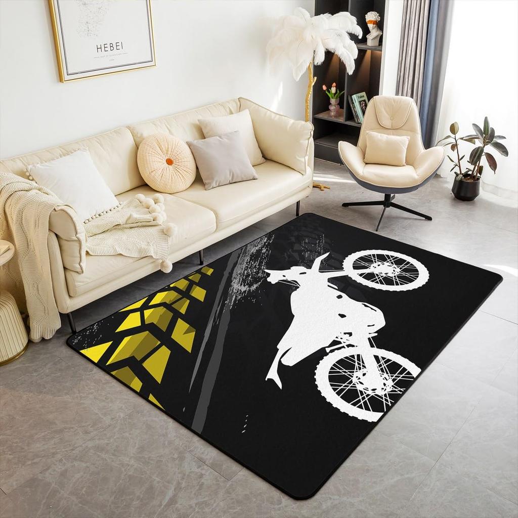 Retro Motocykl Oblastní Koberec Koberec Moto Fanoušci Protiskluzová Velká Rohožka ke Dveřím Koupelnová Předložka do Obývacího Pokoje Ložnice Vstup Domácí Dekorace