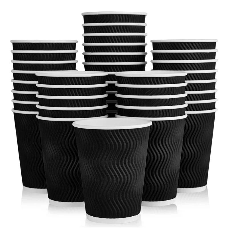 

25PCS Disposable Corrugated Paper Cups Double-layered Coffee Paper Cups Hot Tea Milk Beverage Party Christmas Birthday Supplies 25PCS