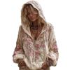 2025 Hooded Zip-up Sweatshirt with Trendy Japanese Cherry Blossom Art Print