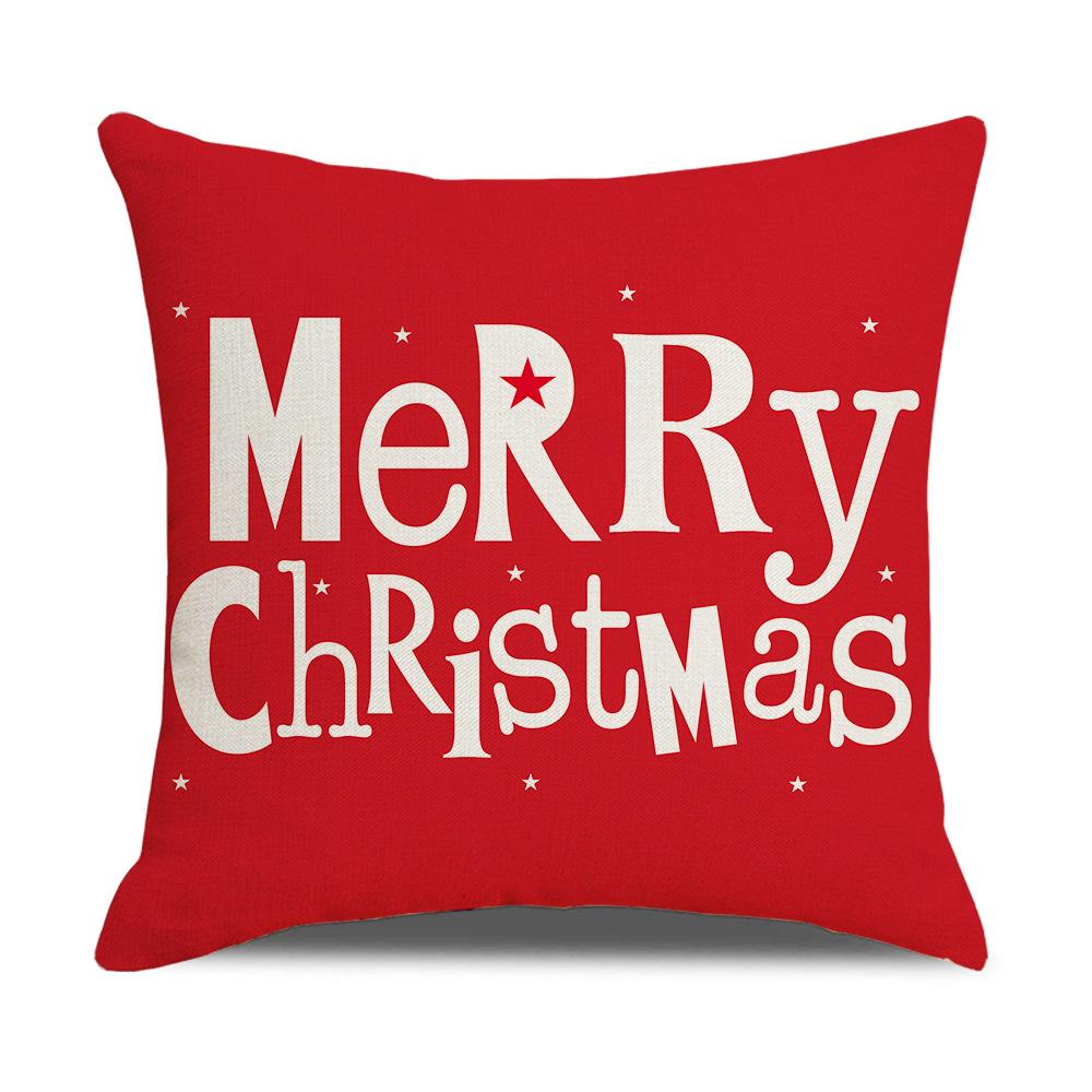 New Red and White Christmas Pillowcase Homewares Cartoon Elk Linen Sofa Pillowcase