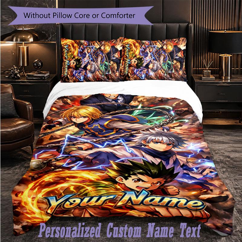 Personalized 3Pcs Bedding SetHunter × Hunter Custom Text Duvet Cover Pillowcase Set Bedroom Gift