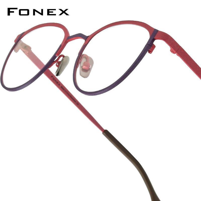 

FONEX Разноцветные титановые оправы для очков Женский брендовый дизайн Ретро Винтажные круглые очки Мужские Ультралегкие японские очки 85846