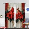 Set Of 2 Flat Printing Scene Curtain Flowers Red Pattern Light Filter Holiday Decorations Use Various Room Decor Aesthetic Polyester