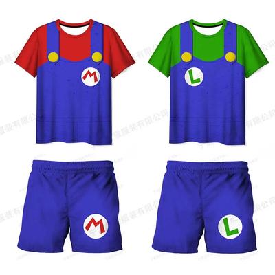 2025 MINISO Kinderkleidungssets Cosplay Super Mario T-Shirts Shorts 2 Stück Anzüge Kinder Jungen Mädchen Tops T-Shirt Mario Bros T-Shirt Hosenanzug