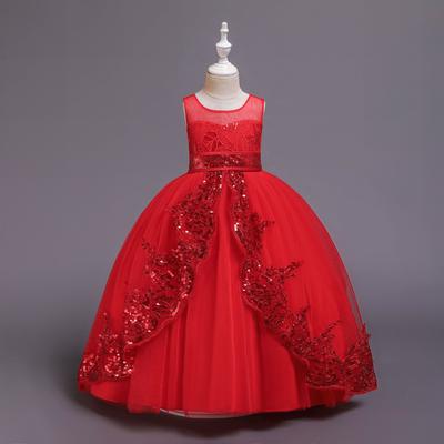 Mädchen Pailletten Prinzessinnenkleid Ärmellos Hochzeit Festliche Anlässe