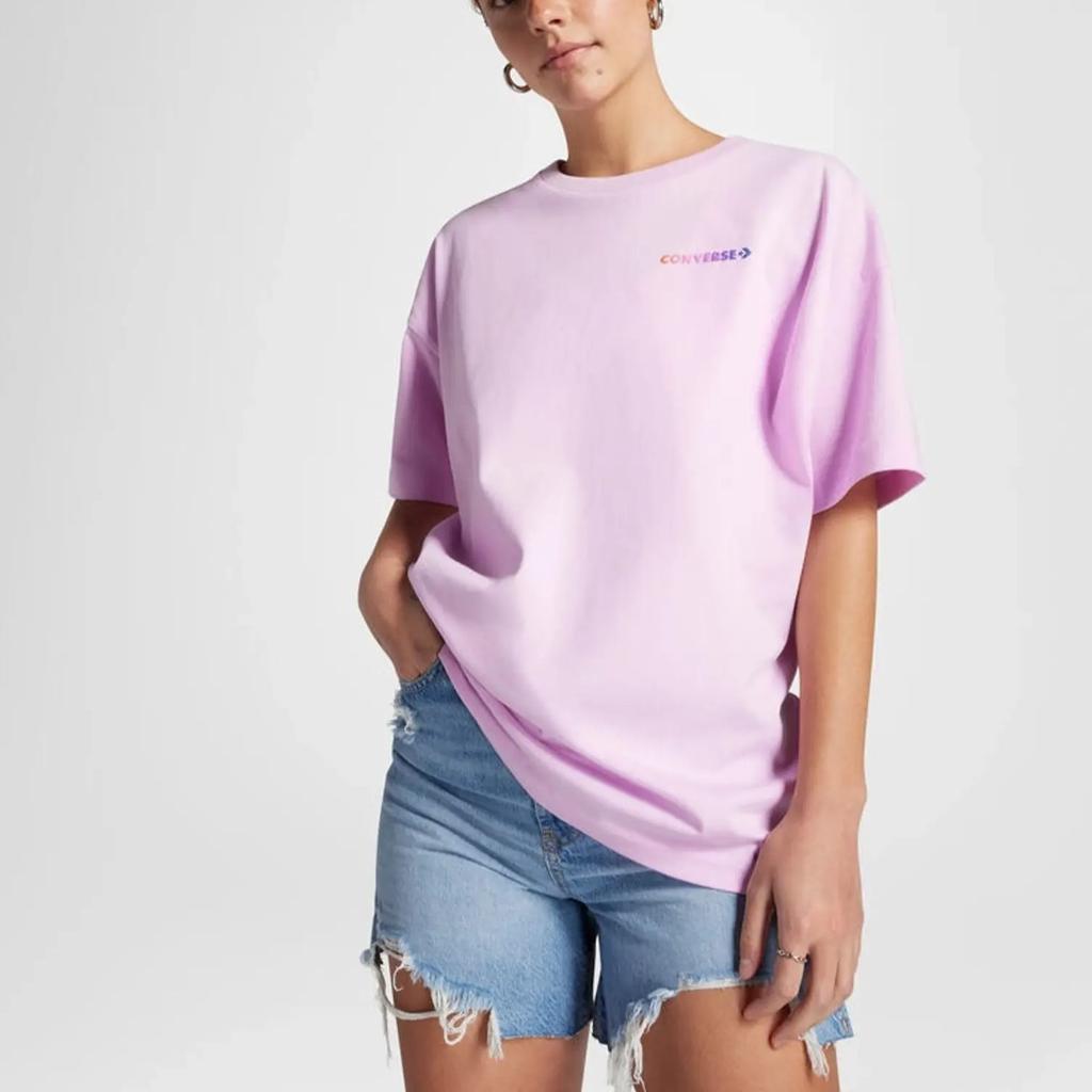 Converse Drop Shoulder Sleeve T Shirt Women's Purple 10026375-A02