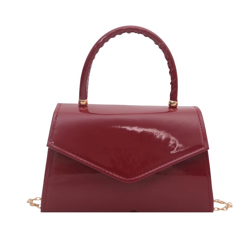 Solid Color Patent Leather Texture Highend Sense Niche Elegant Women's Casual Handbag Commuter Messenger Bag