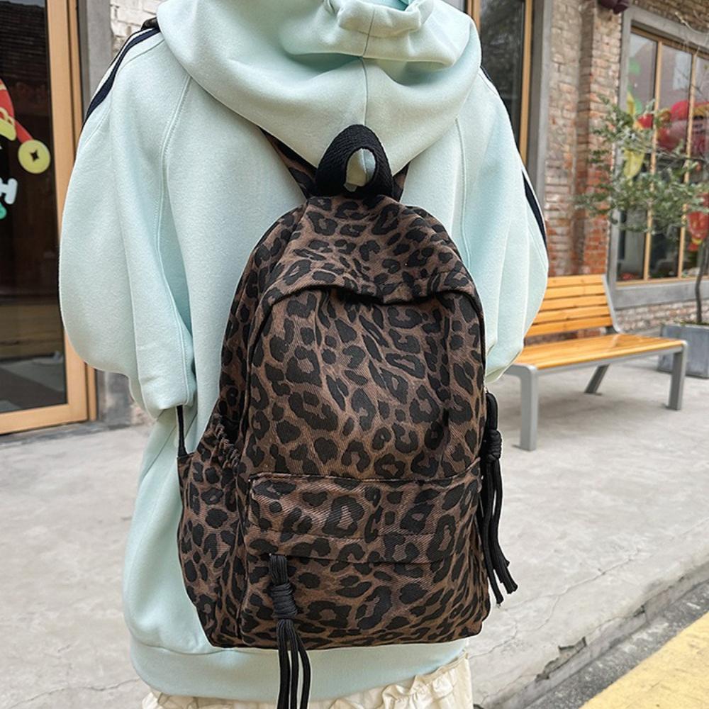 New Fashionable Leopard Print Backpack for Women, Versatile Casual Travel Backpack, Spicy Girl Style Backpack, Instagram Niche