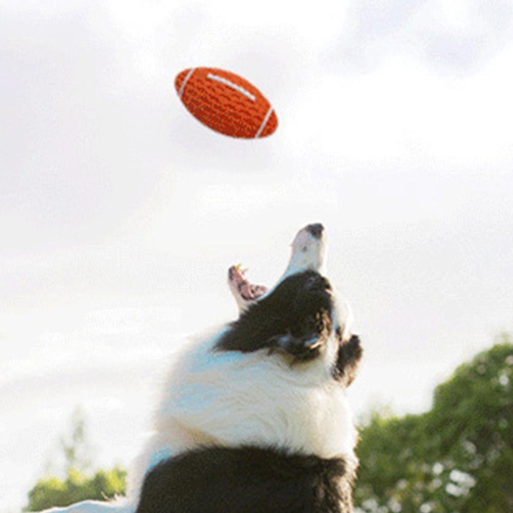 Rubber Squeaky Rugby Ball Oval Rugby Shape Pet Training Toy Dog Chew Toy Dog Training Game