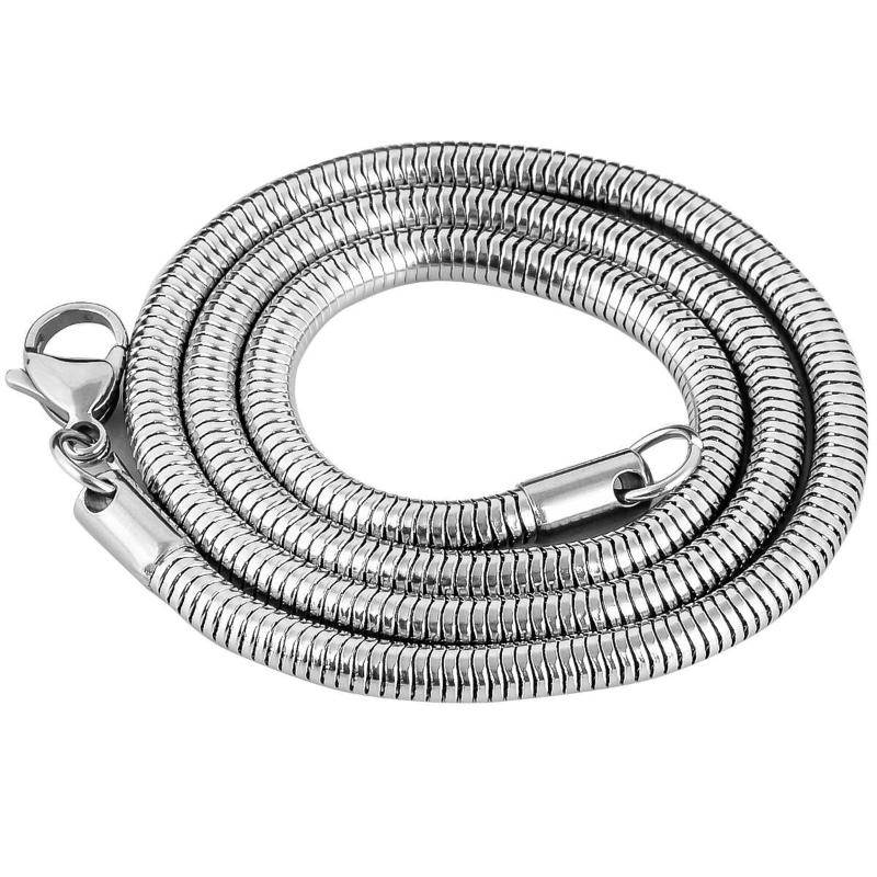 Stainless Steel Round Snake Chain Silver Tone 16"-30" Men Women Necklace 0.9/1.2/1.5/1.8/2.4/3.2/4.2 Mm