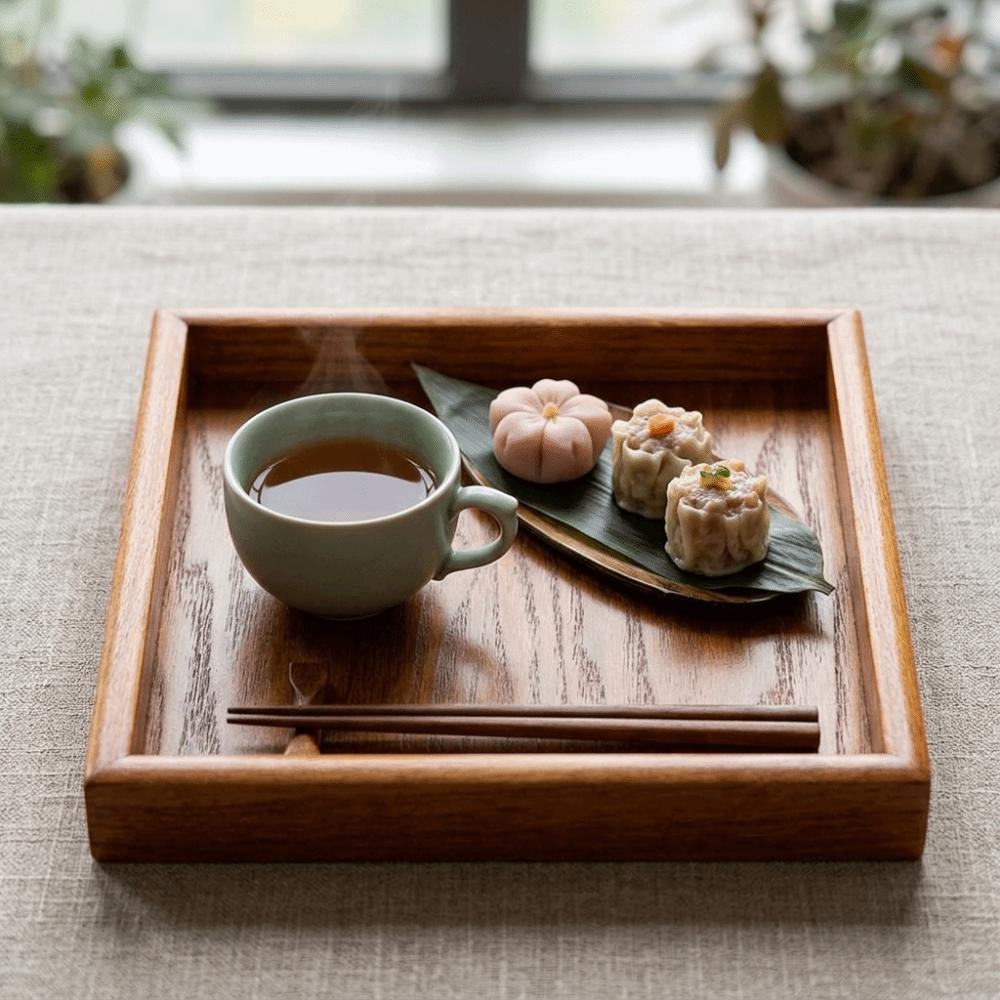 Solid Wood Serving Tray Smooth Food Tray Portable Appetizer Tray Cafe Restaurant