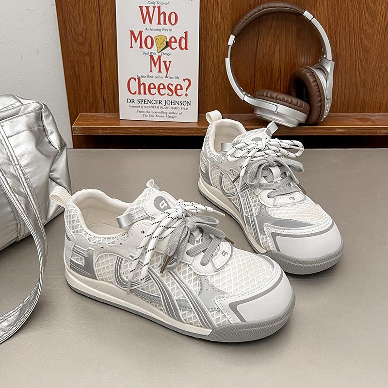 

Летние дышащие туфли Мэри Джейн, модные ретро кеды с сеткой, спортивная и повседневная обувь для девочек 40 серебряный