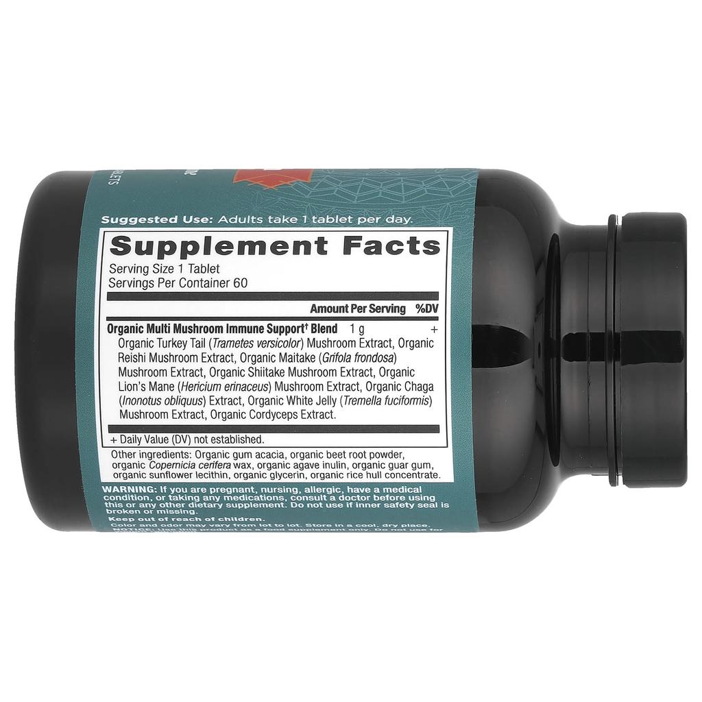 Multi Mushroom, Daily Immune Function Enhancement Effect, 60 Tablets