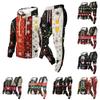 Men's Casual Christmas Print Lightweight Hoodie and Straight Leg Sweatpants 2 Piece Set for Holiday Celebration
