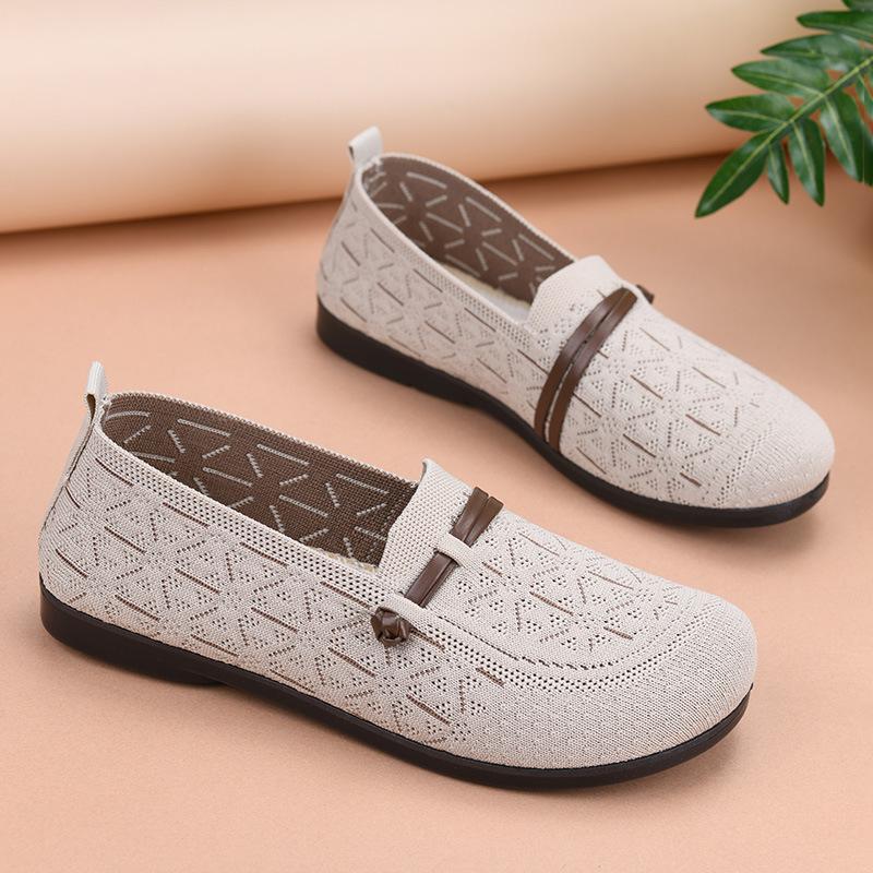 2025 ****** and Summer Old ******* Cloth Shoes Women's One-pedal Casual Single Shoes Breathable Middle-aged and Elderly S**t-soled Comfortable Moth