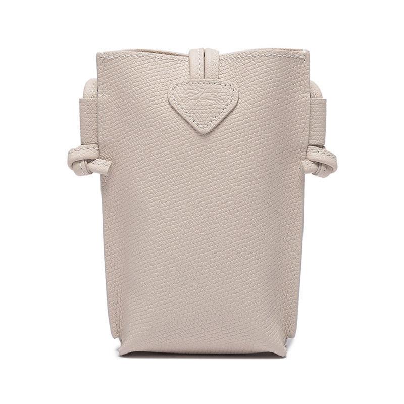 Longchamp Le Roseau 2023 Solid Color Bamboo Buckle Closure Leather Shoulder Crossbody Phone Bag Women Bags Beige 34180HPN555