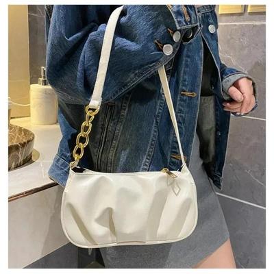 Fashion Elegant Armpit Sling Handbags Korean Style Solid Color PU Leather Bags Simple Shoulder Messenger Bags for Women